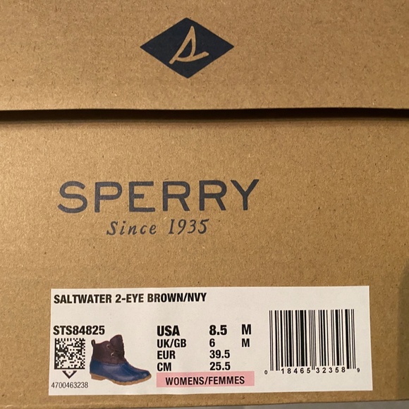 Sperry Saltwater 2-Eye Leather Brown/Navy 8.5 M (B) - Picture 10 of 12